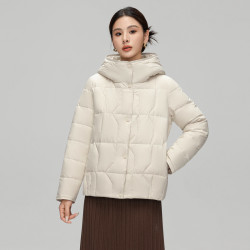 雪中飞 女士短款连帽羽绒服