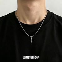 半日逅屿 高级感芒星项链男女极简冷淡风简约百搭小众设计锁骨链配饰不掉色 芒星十字架