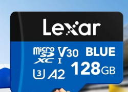 雷克沙 128GB TF卡 V30 A2 读160MB/s 蓝色