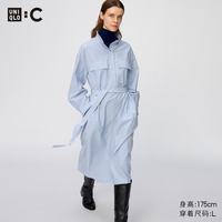 优衣库 棉质立领连衣裙/条纹女装合作款裙子489452 66 蓝色 M