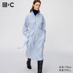 优衣库 棉质立领连衣裙/条纹女装合作款裙子489452 66 蓝色 M