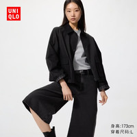 优衣库 休闲短茄克女装男装/巴恩风外套夹克483807 484664 483807/09黑色 XL