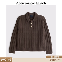 Abercrombie & Fitch 美式复古百搭潮流条纹翻领毛衣针织衫上衣26春男装120-6007 棕色 M (180/100A)