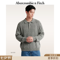 Abercrombie & Fitch 120-6007 条纹翻领 灰色 2XL 男士针织衫