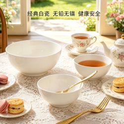 经典白陶瓷直口大容量无铅饭碗