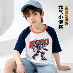 班尼路 JUNIOR 班尼路童装男童纯棉插肩机器人撞色舒适凉爽亲肤运动儿童T恤短袖