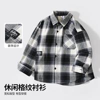 巴布豆 中大童26春新款复古男童衬衫外套上衣