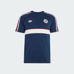 adidas 拜仁慕尼黑足球休闲文化复古修身短袖T恤男夏新款阿迪达斯   深靛蓝/亮白   M