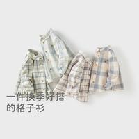戴维贝拉 童装秋冬男童中大童长袖格子衬衫儿童休闲衬衫