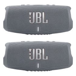 JBL Charge 5 - 防水便携式蓝牙音箱 - 灰色/灰色(一对)