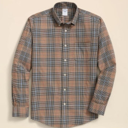 Brooks Brothers 男士T恤 Stretch Supima® Cotton Non-Iron Twill Polo Button Down Glen Plaid Sport Shirt