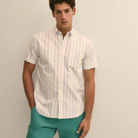 Brooks Brothers 男士短袖衬衫 Oxford Stripe