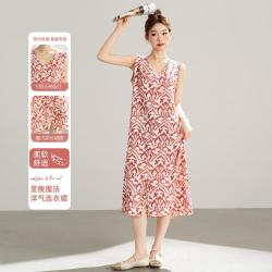 班尼路 夏季度假穿搭甜美a字无袖背心连衣裙子女长款小个子优雅慵懒休闲