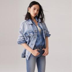 Levi's 女士天丝面料宽松休闲美式水洗印花牛仔夹克