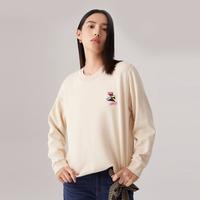 Levi's 李维斯女士美式休闲简约宽松浅色圆领刺绣套头卫衣