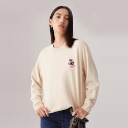 Levi's 李维斯女士美式休闲简约宽松浅色圆领刺绣套头卫衣
