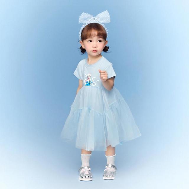 巴拉巴拉 迪士尼IP亲肤儿童裙子女童艾莎公主裙婴幼宝宝连衣裙夏季童装