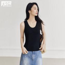 DUIBAI 春秋简约圆领宽肩针织背心显瘦内搭外穿打底上衣女式吊带