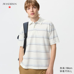 优衣库 快干POLO衫/短袖/条纹男装女装合作款/T恤485567 01 乳白色 L