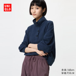 优衣库 纽扣领卫衣女装/运动衫487585 69 藏青色 M