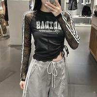 限尺码：adidas 户外T恤女装上衣26秋季新款透气蕾丝休闲运动服跑步健身长袖