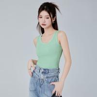 真维斯 基础纯色圆领无袖T恤背心女款内搭外穿修身显瘦上衣