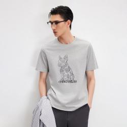 杰克琼斯 男装T恤夏季时尚肌理发泡圆领简约舒适短袖上衣