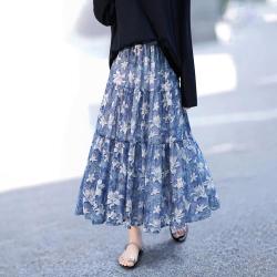 她池 春夏新女士垂感飘逸a字中长裙