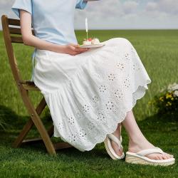 唐狮 春夏女长裙镂空绣花女长款半身裙高级感设计感时尚简约半截裙女裙