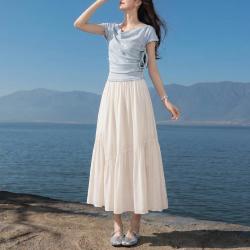 韩都衣舍 高腰半身裙女2026夏轻薄宽松高腰显瘦A字裙