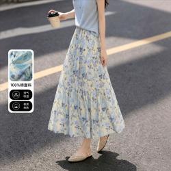 苏醒的乐园 26夏季时尚复古气质高腰碎花半身裙