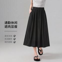 拉夏贝尔 简约雪纺伞裙女通勤百搭半身裙夏季透气中长裙显瘦高级感女半截裙