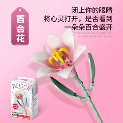 femibox 积木花束儿童拼装积木玩具摆件男女孩生日礼物永生花 S2220-百合花粉57颗粒