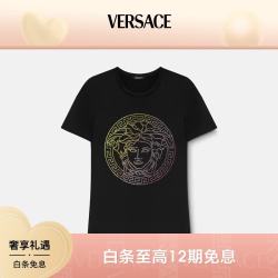 VERSACE 春夏渐变水晶缀饰T恤高智感高智松弛感七夕礼物