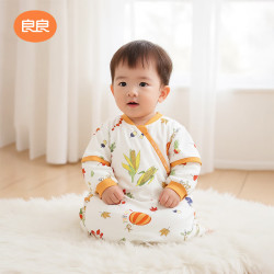 良良 「粉丝专属」婴儿秋冬加厚夹棉宝宝可拆袖棉儿童防踢被包裹式睡袋 【一体-南瓜·40g