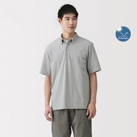 無印良品 MUJI 无印良品 男式防紫外线凉感珠地网眼纽扣领短袖POLO衫夏季