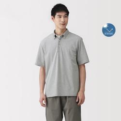 無印良品 MUJI 无印良品 男式防紫外线凉感珠地网眼纽扣领短袖POLO衫夏季