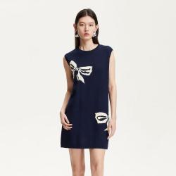 VERO MODA 夏纯棉无袖蝴蝶结印花连衣裙休闲百搭高级感