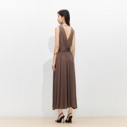 VERO MODA 罗马裙 女士连衣裙 无袖V领捏褶收腰A字长裙