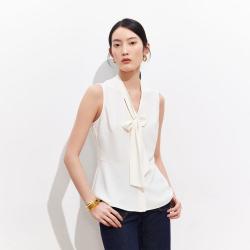 VERO MODA 女士V领飘带无袖收腰衬衫