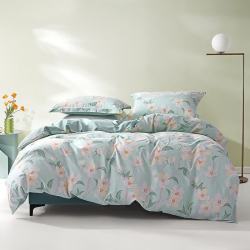 水星家纺 四件套床上用品纯棉 全棉印花套件 ins花卉风 被套床单枕套 风沐(纯棉-透气舒爽） 1.2