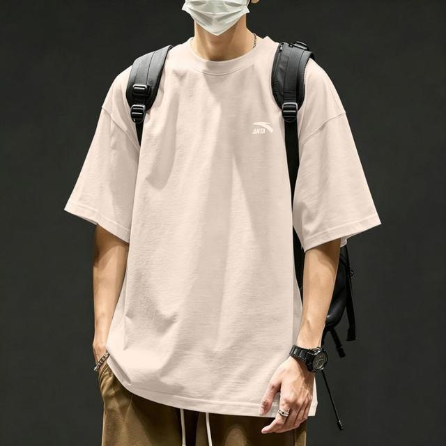 安踏 针织短袖男女学生夏季薄款纯色圆领套头宽松透气t恤中性休闲上衣