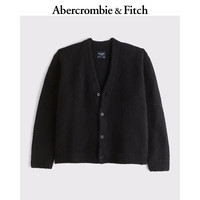Abercrombie & Fitch 120-5205 圈圈纱V领针织开衫 深黑色 M (180/100A) 男装