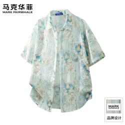 马克华菲 潮牌夏威夷提花短袖衬衫男2026夏季轻薄透气休闲度假衬衣上衣服装