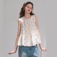 a02 法式木耳边刺绣百搭2026夏季娃娃衫女式衬衫