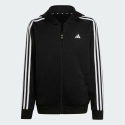 adidas 连帽舒适条纹时尚男大童运动夹克休闲外套
