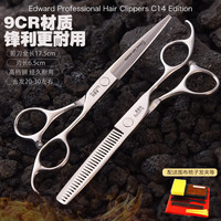 爱德华 发廊家庭专业 理发美发剪刀 刘海剪平剪 剪组合理发工具套装 发廊专用C14 平剪+牙剪套装