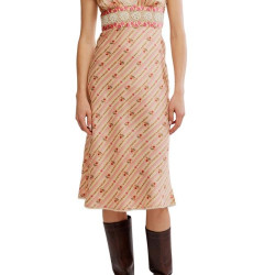 free people Bali Belle Floral Ruffle Satin Midi Dress