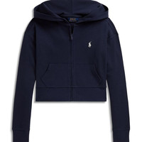 RALPH LAUREN Girls' Ribbed Boxy Full Zip Hoodie - Little Kid, Big Kid