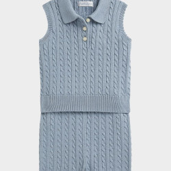 RALPH LAUREN Kid's Mini-Cable Cotton Polo Sweater & Shorts Set, Size 3M-24M